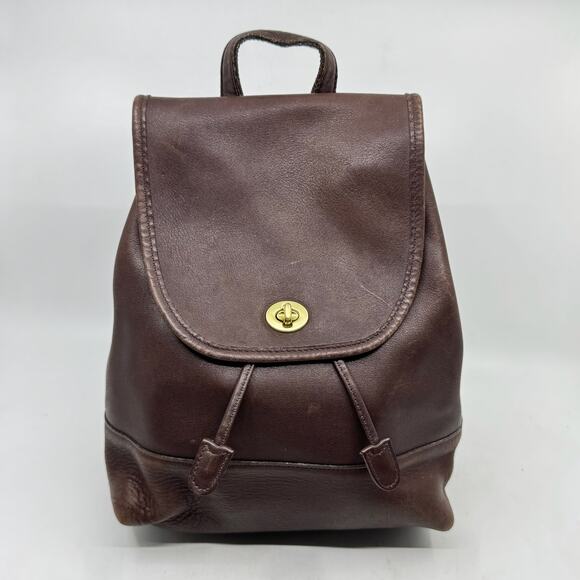 Vintage 90s COACH 9791 Brown Leather Small Daypack / Backpack - Picture 1 of 9